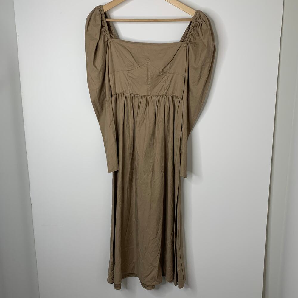 Reformation Luce Long Sleeve Stretch Khaki Midi Dress Womens 0 - Picture 4 of 16